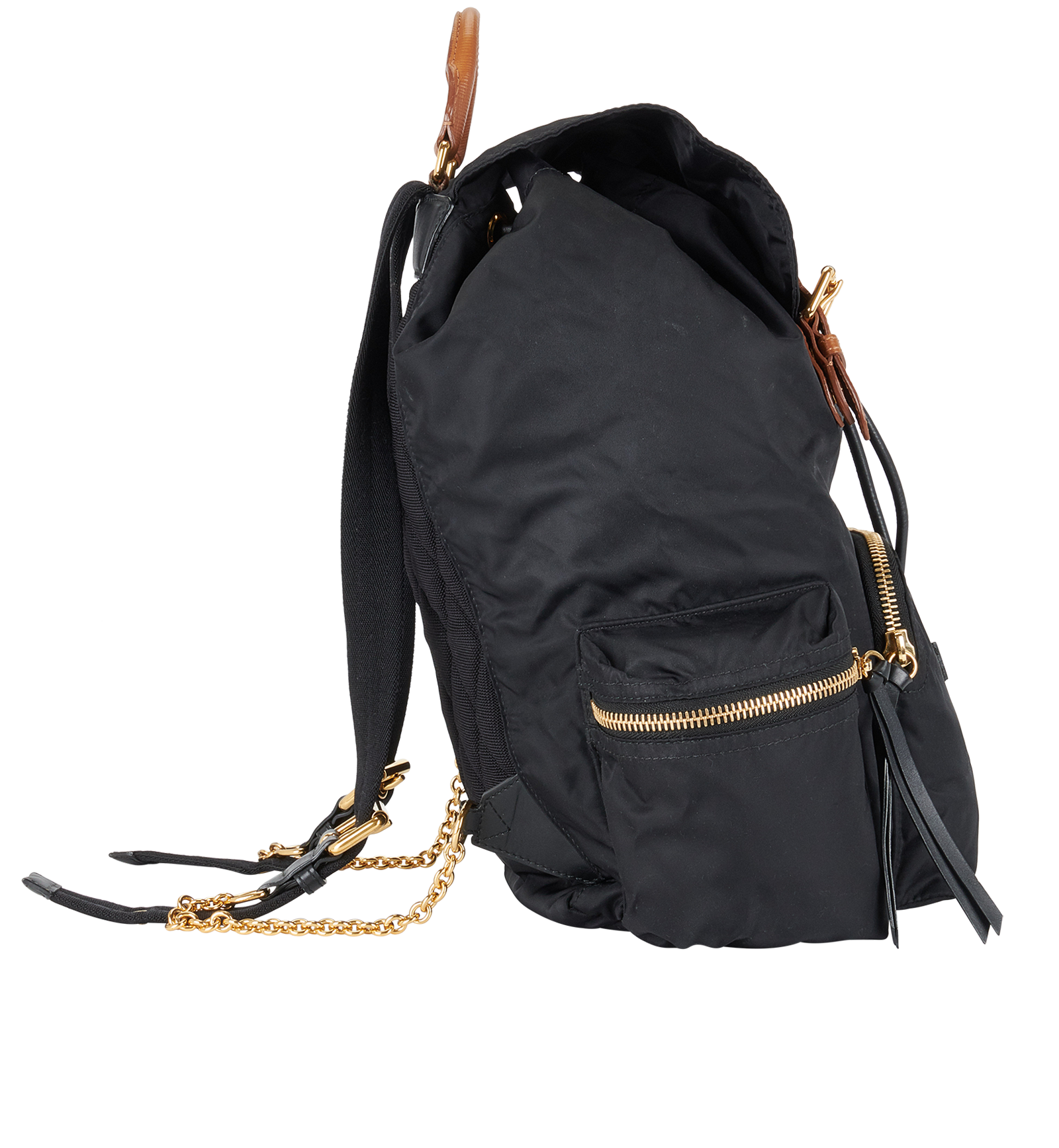 The Rucksack, &pound;250, Handbags, Black/Brown, Nylon, Side view